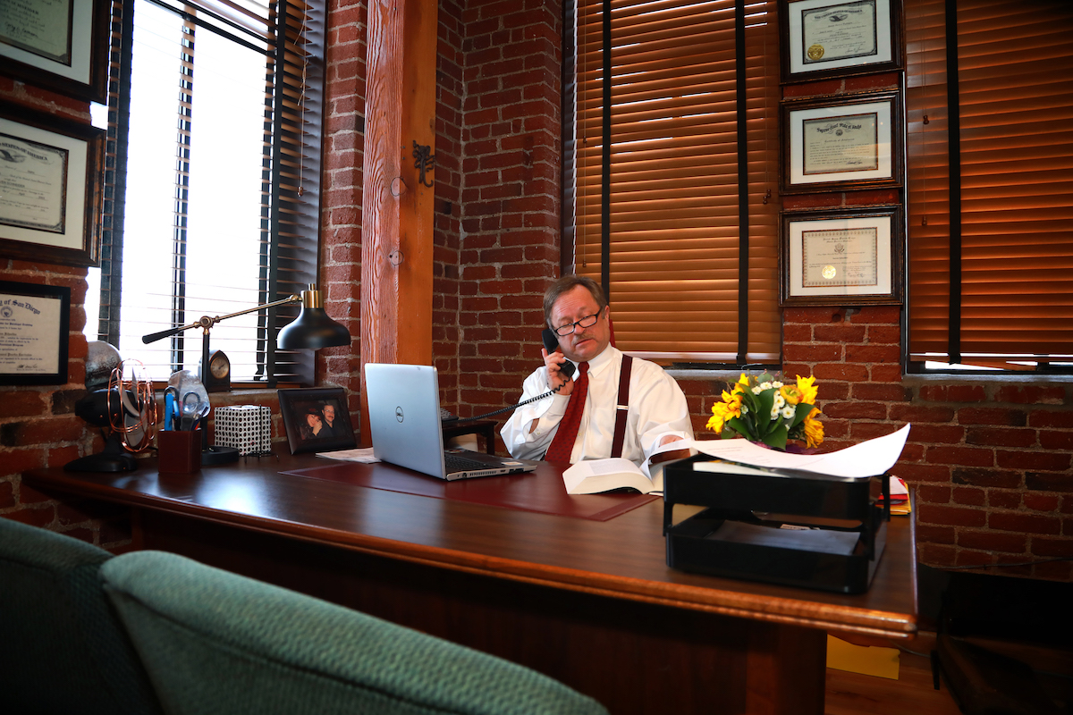 Bankruptcy lawyer at desk